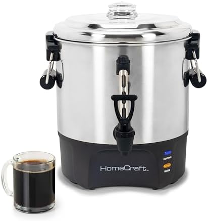 Homecraft 40-Cup Beverage Urn – Quick Brew Stainless Steel Coffee Maker – Drip-Free Spout, Reusable Filter – For Events, Parties, Large Gatherings – Stainless Steel - Image 5