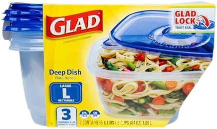 Glad GladWare Deep Dish Food Storage Containers, 64 Oz, 3 Count - Image 2