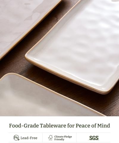 Famiware Serving Platters Set of 3 Sizes - Rectangular, Cappuccino White - Image 5