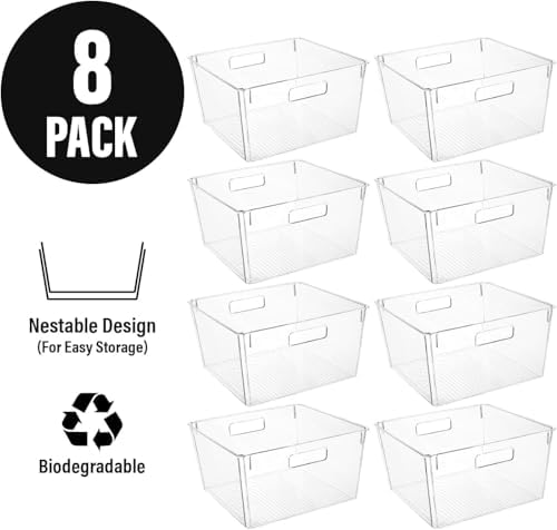 Clear Extra Large Plastic Storage Bins, Perfect for Pantry Organizers and Storage Containers Fridge Organizer Plastic Bins Kitchen Organizer Bin for Organizing Under Sink Refrigerator Organization - Image 4