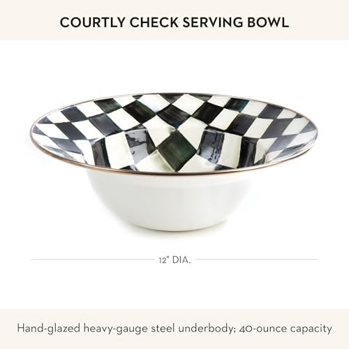 MACKENZIE-CHILDS Enamel Serving Bowl, Black-and-White Courtly Check - Image 4