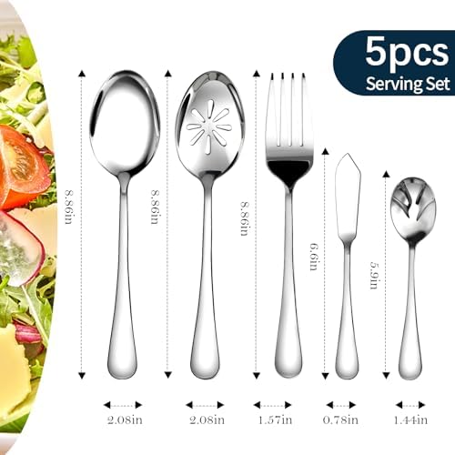 Silverware Set for 12 with Serving Utensil,Stainless Steel Flatware Cutlery - Image 5