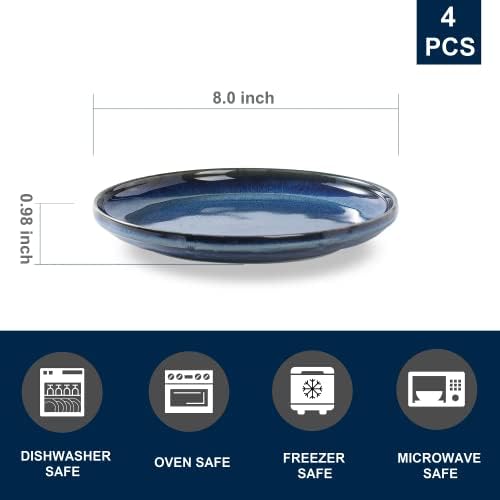 Ceramic dinner plates set of 4, Dessert plates & Salad plates for party and wedding, Microwave safe porcelain plates set, 8 Inch - Image 2
