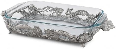 Arthur Court Bunny Pattern Casserole Dish Holder Trivet for 3 Quart Glass Dish - Elegant Easter Table Serveware - 18 Inch Long by ArthurCourt