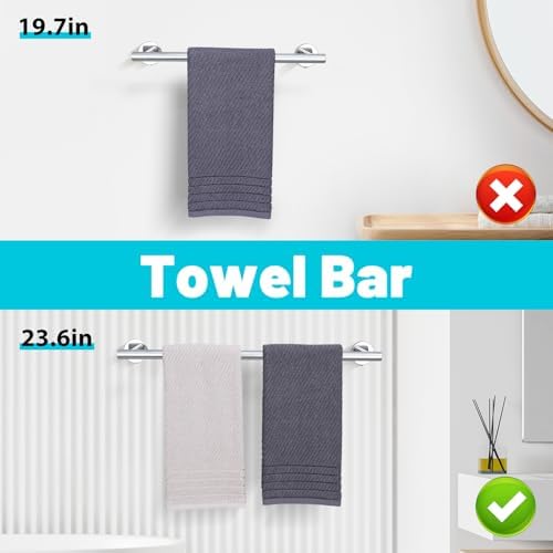 Chrome Bathroom Hardware Set,10 Pieces Towel Bar Towel Holder Set Includes Towel Bar, Toilet Paper Holder,Towel Ring and Towel Hook Wall Mount Bathroom Accessories Towel Racks for Bathroom - Image 3