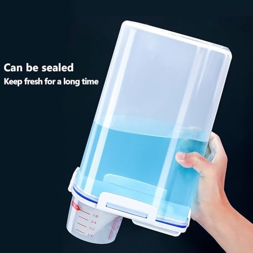 5.5 Lbs Rice Airtight Dry Food Storage Container Set of 4, Rice Storage Bin Cereal Containers Dispenser, Thicken Plastic Clear Food Storage Box with Pouring Spout, Measring Cup for Grain, Flour Snacks - Image 2