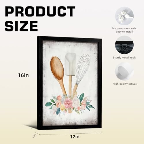 Doqueodas 3Pcs Pink Floral Baking Kitchen Theme Wall Art 12x16 Inch Framed - Image 5