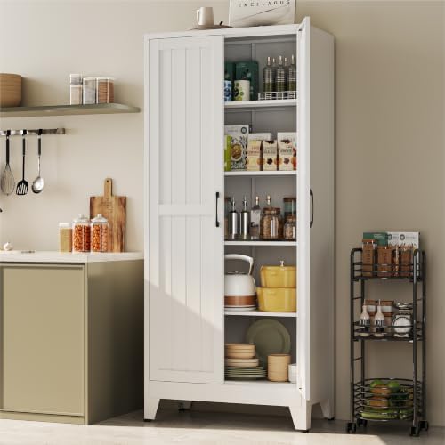 YAUWOH 71''Metal Cabinet with 4 Adjustable Shelves,5-Tier Pantry Storage Cabinet,Kitchen Pantry Cabinet - Image 2
