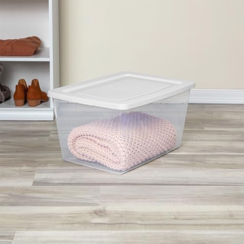 Sterilite 8-Pack Storage Box, Clear Plastic Storage Container Bins with Lids, 58 Quart - Heavy-Duty Organizing Containers for Closet, Bathroom, and Office - Image 6