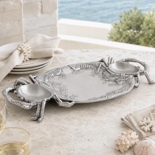 Arthur Court Crab Platter - Premium Aluminum Coastal Serveware for Entertaining - 24 x 13.5 Inches - Image 3