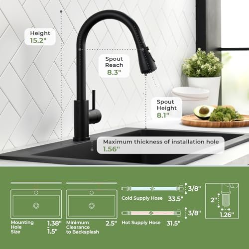 VFAUOSIT Touchless Kitchen Faucet with Pull Down Sprayer, Matte Black - Image 6