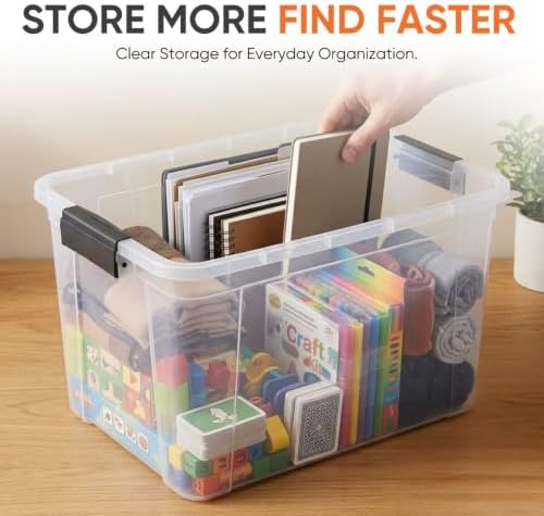 Superio 26.5 Quart Clear Plastic Storage Boxes with Lids, Stackable Organizer Containers, BPA-Free Storage Bins for Home, Office, School & Dorm, 6 Pack - Image 2