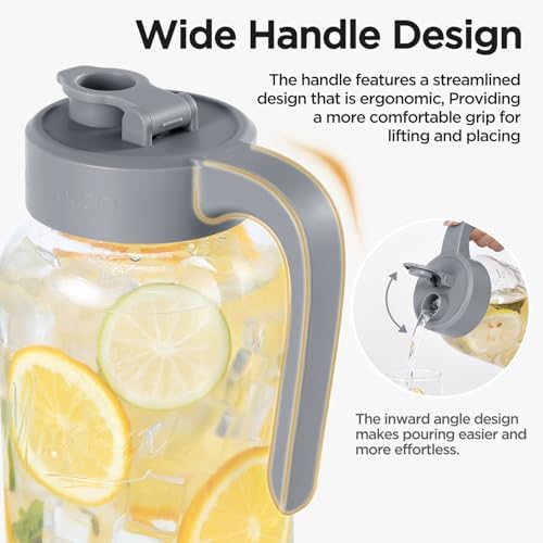 Mason Jar Pitcher, 2 pcs 64 oz (2 quart), Glass Pitcher with Lid - Image 2