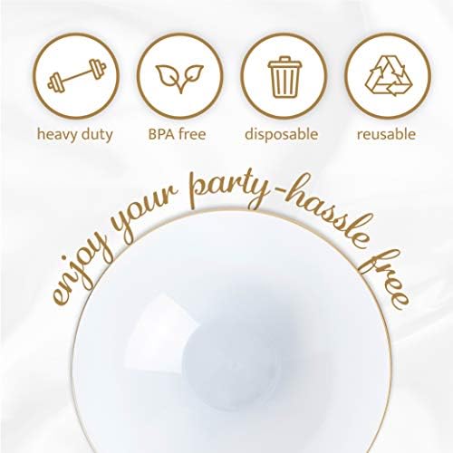 White Plastic Party Soup bowls With Gold Rim [16 OZ 40 Count] - Image 7