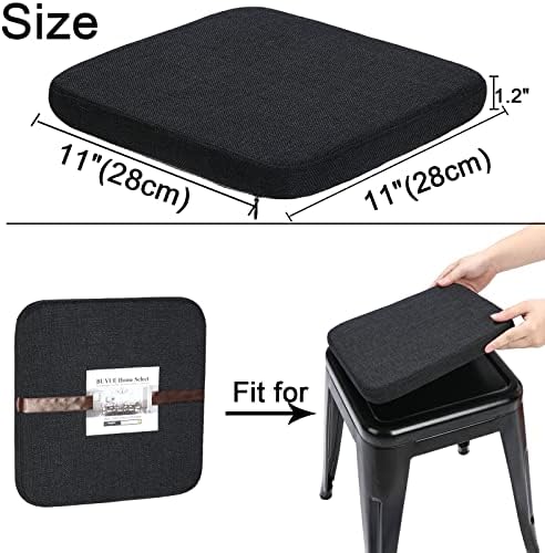 BUYUE Friendly Woven Fabric Magnetic Bar Stool Cushions Set of 4, Enhanced Anti-Slip Breathable Small Chair Seat Pads for Café Bistro Stackable Metal Stools (Square, Black, 4 Counts) - Image 4