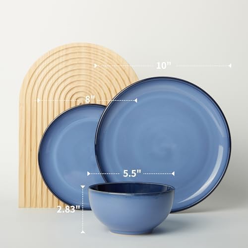 Pokini Ceramic Dinnerware Sets for 4, 12pcs Plates and Bowls Sets Dish Set - Image 2