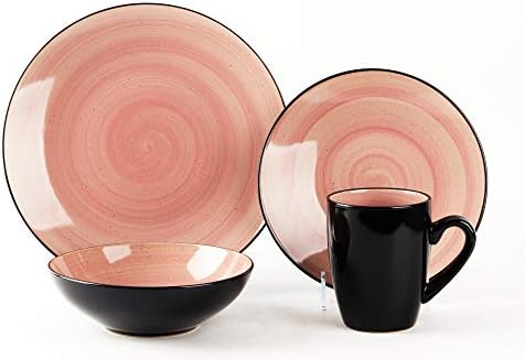 HomeVss, 16-Piece Dinnerware Set - Serves 4, Black and Speckled Purple Plates & Bowls Set | Microwave & Dishwasher Safe Mix Cobalt, Mocha, Rose, Spice - Image 6