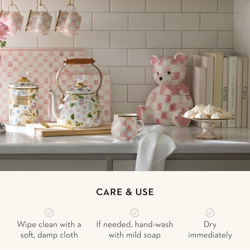 MACKENZIE-CHILDS Pedestal Platter, Mini, Pink-and-White Rosy Check - Image 5