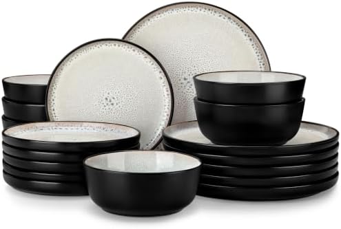 vancasso 18-Piece Grayish Beige Stoneware Plates and Bowls Sets for 6 by vancasso