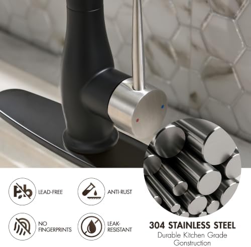 GIMILI Black Nickel Commercial Kitchen Sink Faucet with Pull Down Sprayer - Image 4