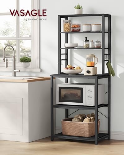 VASAGLE Coffee Bar, 23.6 Inches 6-Tier Baker's Rack with 6 Hooks - Image 2