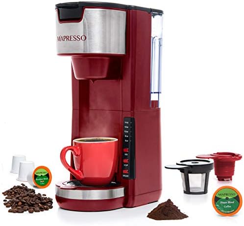 Mixpresso Red Single Serve Coffee Brewer K-Cup Pods Compatible & Ground by Mixpresso