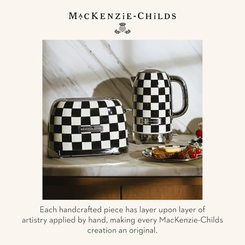 MACKENZIE-CHILDS Electric Kettle, 8 Cups, Black-and-White Courtly Check - Image 6
