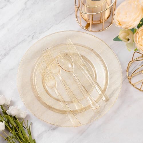 Goodluck 600 Piece Gold Glitter Disposable Plates for 100 Guests - Image 2