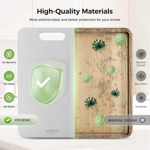Titanium Cutting Board, 100% Pure Titanium Cutting Boards for Kitchen, Double-sided Titanium Cutting Boards,Separate Raw and Cooked Food Areas,11.7"L*7.7"W - Image 2