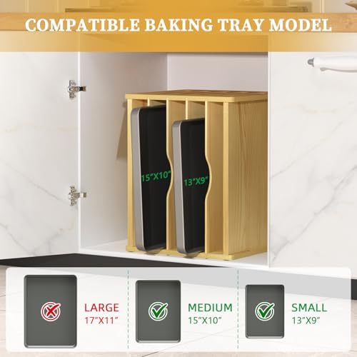 7 Tier Wood Tray Dividers for Cabinets, Cookie Sheet Organizer for Cabinet - Image 5