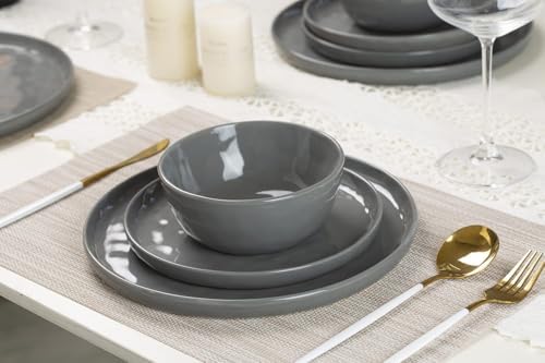 Famiware Mars Stoneware Dinnerware Set for 6, Dark Gray - Image 3