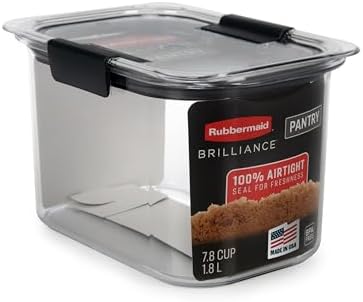 Rubbermaid Brilliance Pantry Airtight Food Storage Container, BPA-Free 7.8 Cup, Ideal for Brown Sugar - Efficient, Leak-Proof and Dishwasher-safe by Rubbermaid