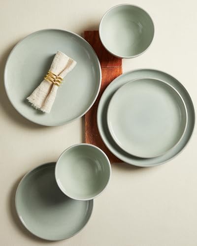 Pokini Stoneware Dinnerware Sets for 6, 18pcs Plates and Bowls Sets Dishes - Image 4