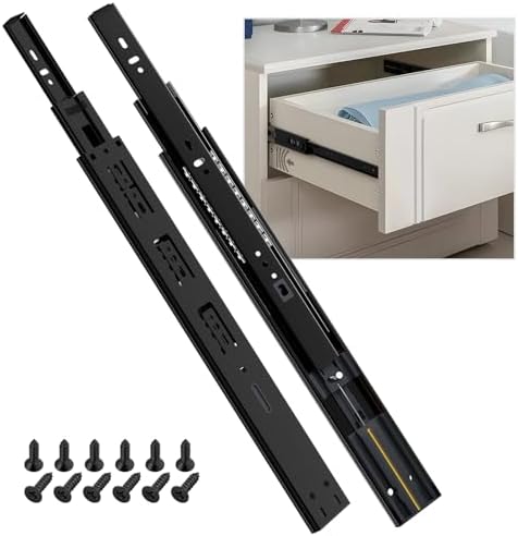 SHUHANG 5 Pair Soft Close Drawer Slides Rail 24 Inch Ball Bearing Full Extension 100 LB Capacity Heavy Duty Kitchen File Cabinet Dresser Trash Can Side Mount Glide Guide Track Black by SHUHANG