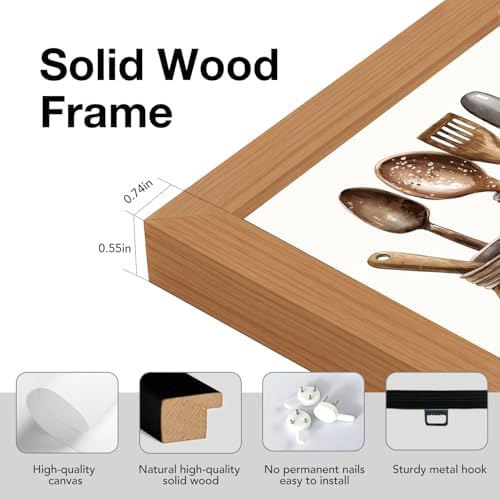 Doqueodas 2Pcs Vintage Country Kitchen Canvas Wall Art Wood Frame 16x24 in - Image 5