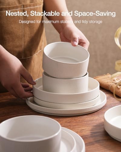 Famiware Star Stoneware Dinnerware Set, Reactive Glaze Plates & Bowls for 4 - Image 6