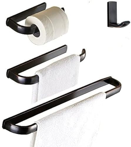 WINCASE Bronze Bathroom Accessories, Oil Rubbed Towel Bar Set 24 Inch, Hardware 4 Pieces ORB Towel Rod Toilet Paper Holders Robe Hook Wall Mounted by WINCASE