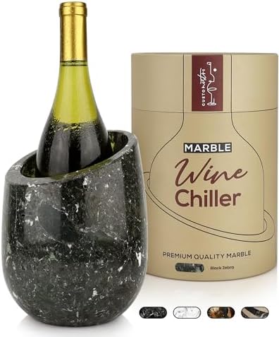 Gusto Nostro Marble Wine Chiller Bucket - 750ml Wine Bottle Cooler and Champagne Chiller for Party, Kitchen, Bar Cart Decor to Chill & Keep Bottles Cold with Unique Wine Lovers Gift Box (Black Zebra) by GustoNostro