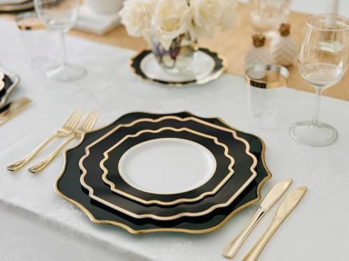 OCCASIONS Disposable Plastic Plates for 120 Guests (Imperial Black & Gold) - Image 5