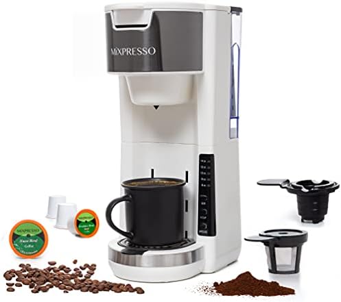 Mixpresso White Single Serve Coffee Brewer K-Cup Pods Compatible & Ground by Mixpresso