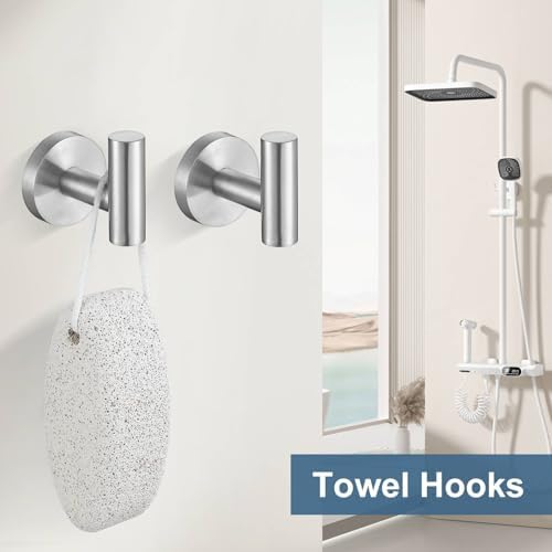 Brushed Nickel Bathroom Hardware Accessories Set, 5 Pieces Round Towel Bar Set Toilet Paper Holder Towel Rail Set for Bathroom Stainless Steel Wall Mounted Bathroom Set,23.6 in - Image 5