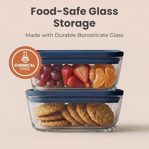 SMIRLY Glass Food Storage Containers with Lids & Organizer, 5-Pack (Blue) - Image 5