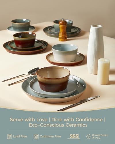 Pokini Ceramic Plates and Bowls Sets for 8, 24pcs Dinnerware Sets, Dish Set - Image 6