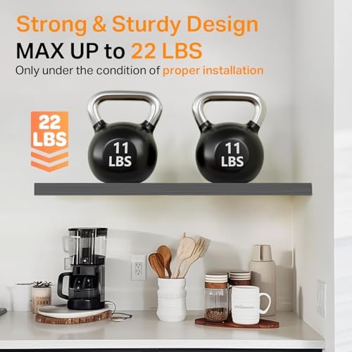 BAYKA Grey Floating Shelves 22.5in, Set of 2, Wall Mounted for Wall Deocr - Image 4
