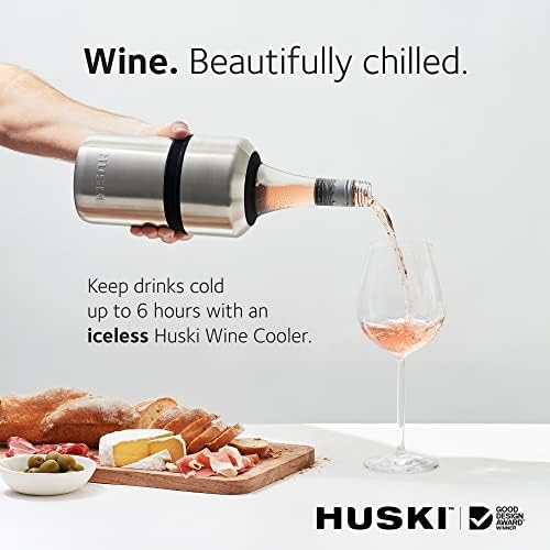 Huski Wine Chiller | Iceless Design | Keeps Cold up to 6 Hours | Wine Accessory | Next Generation Ice Bucket | Fits Some Champagne | for Wine Lover (Stone Grey) - Image 2