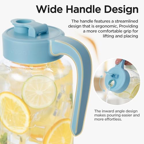 Mason Jar Pitcher, 64 oz (2 quart), Glass Pitcher with Lid - Image 3