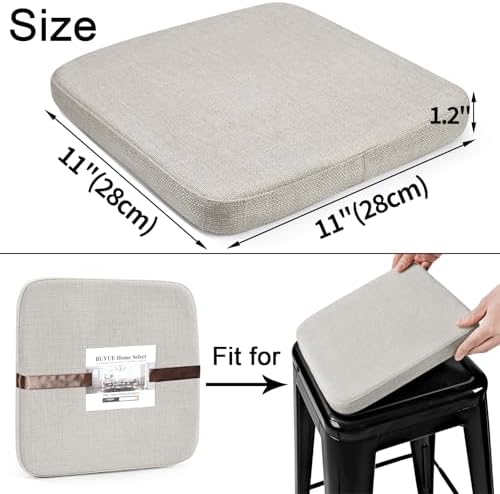 BUYUE Friendly Woven Fabric Magnetic Bar Stool Cushion 1 Piece, Enhanced Anti-Slip Breathable Small Chair Seat Pad for Café Bistro Stackable Metal Stool (Square, Light Grey, 1) - Image 4