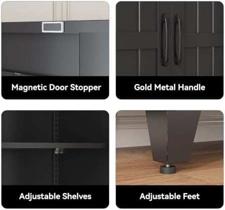 COFaR 71" Black Metal Storage Cabinet for Office, Garage and Utility Room - Image 4