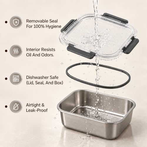 4 PCS Stainless Steel Lunch Box 4-Size Food Storage Containers with Lids - Image 4