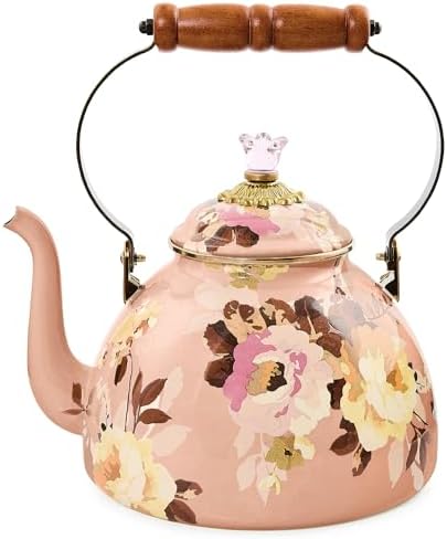 MACKENZIE-CHILDS Tea Kettle, 3 Quarts, Wild Rose Mauve by Unknown
